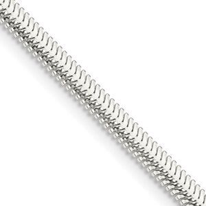 3.25mm Sterling Silver Solid Flat Oval Snake Chain Necklace, 16 Inch